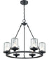 Torch 6-Light Outdoor Chandelier Charcoal/Water Glass
