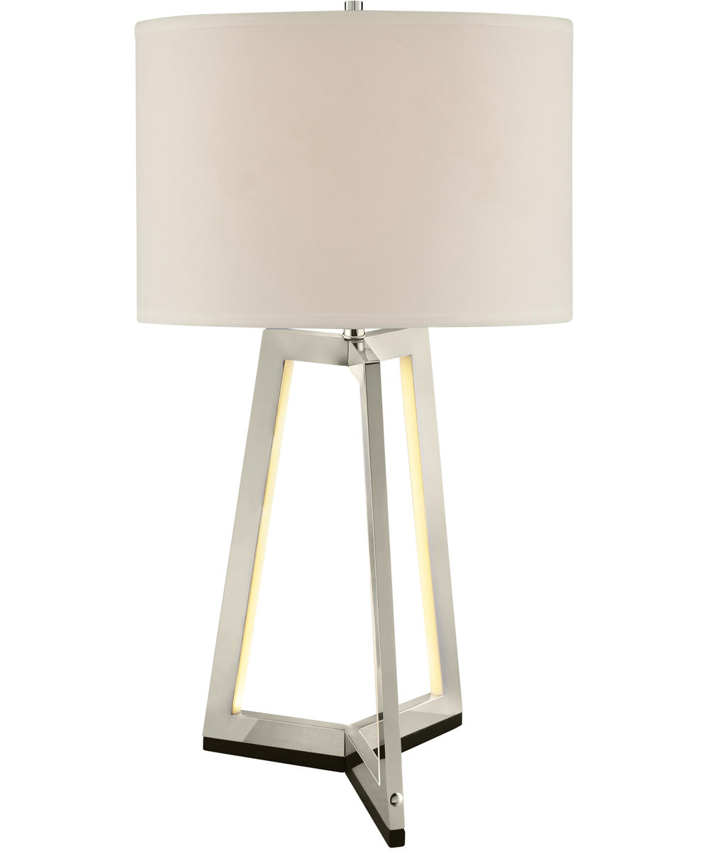Pax 2-Light Table Lamp W/Led Night Brushed Nickel/White Linen Shade