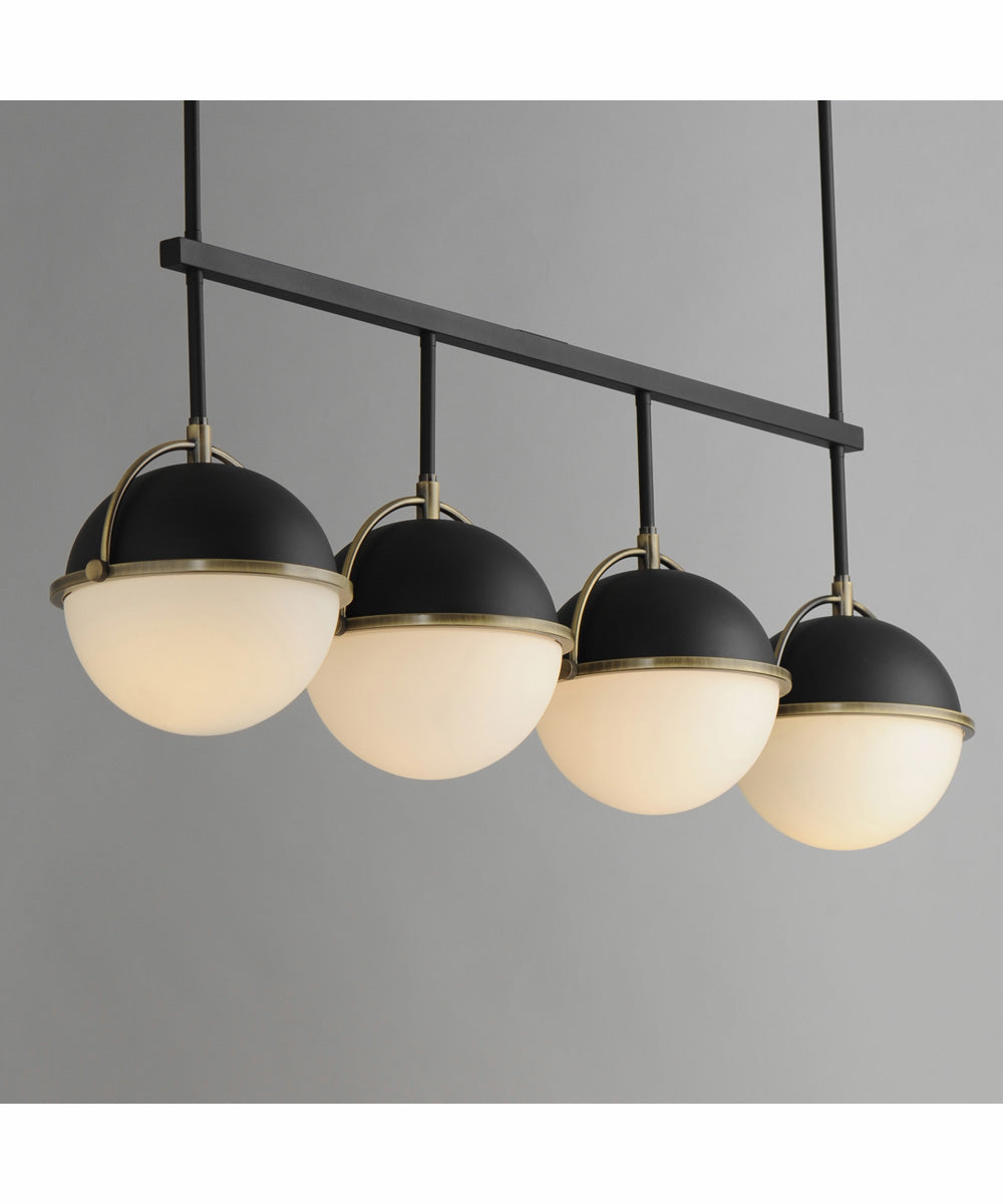 Duke 4-Light Linear Pendant Black/Weathered Brass