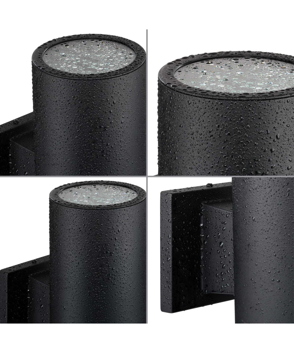 5" Outdoor Up/Down Wall Cylinder 2-Light Modern Outdoor Wall Lantern with Top Lense Black