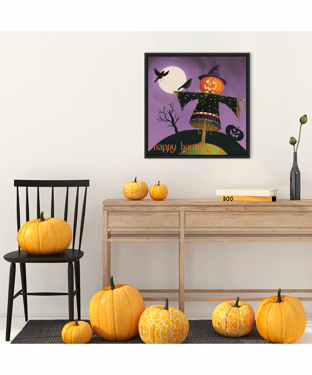 Framed Happy Haunting V by Lisa Audit Canvas Wall Art Print (22  W x 22  H), Sylvie Black Frame