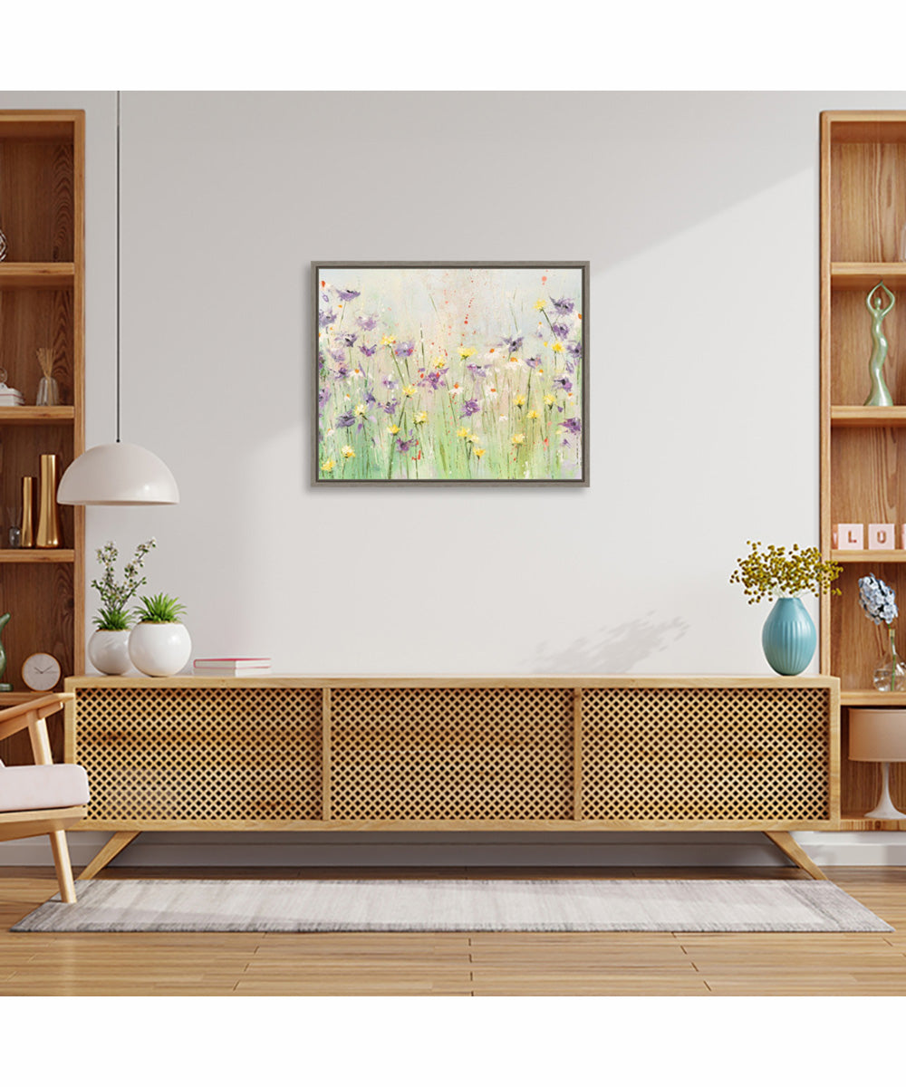 Framed Clematis by Emma Coghlan Canvas Wall Art Print (28  W x 23  H), Sylvie Greywash Frame