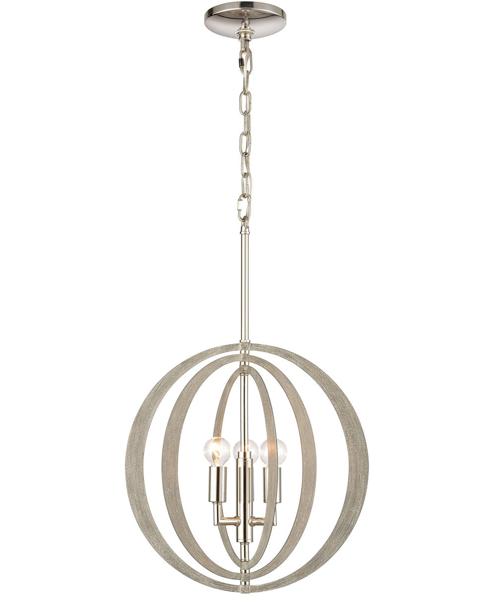 Retro Rings 3-Light chandelier  Sandy Beechwood / Polished Nickel