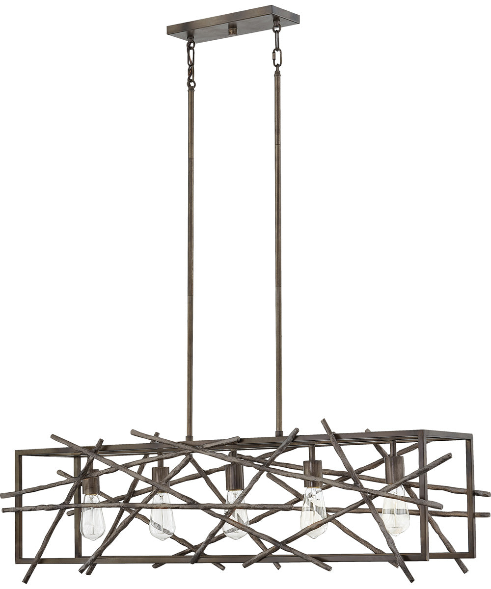 Brigham 5-light Island Light Restored Bronze