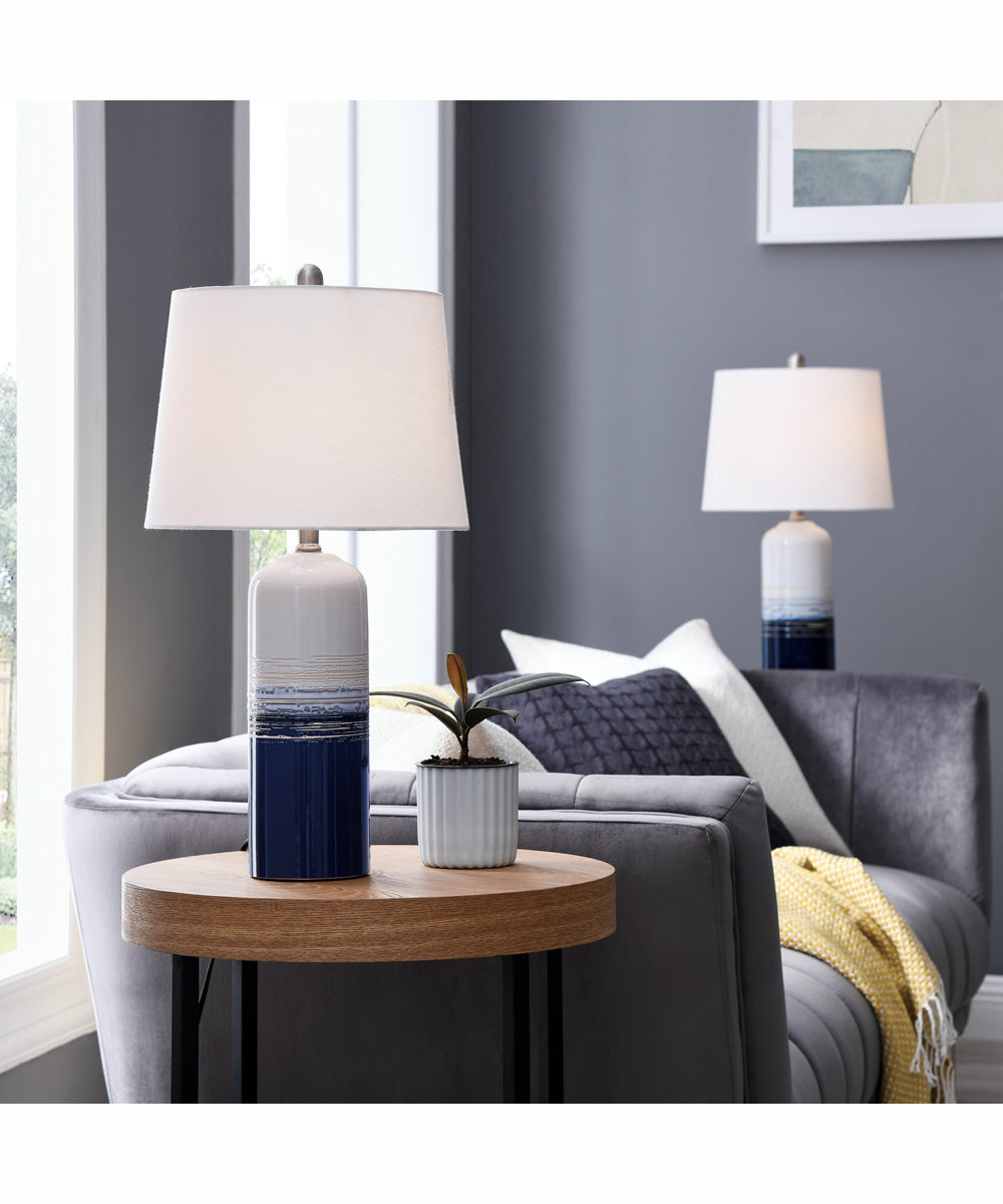 Heaton 1-Light 2 Pack-Table Lamp Ceramichrome/ White Linen Shade