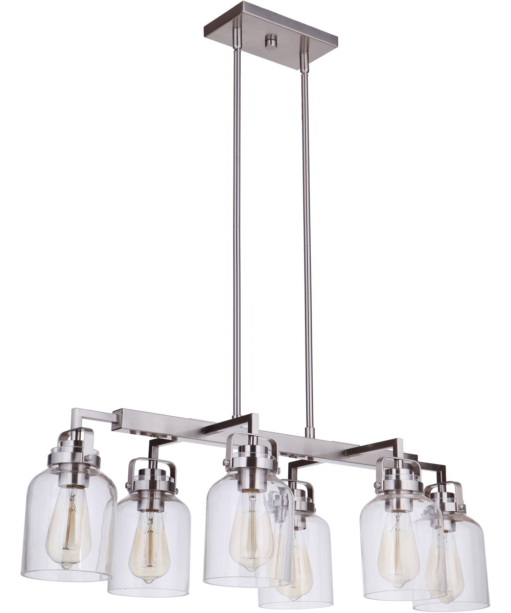 Foxwood 6-Light Island Pendant Brushed Polished Nickel