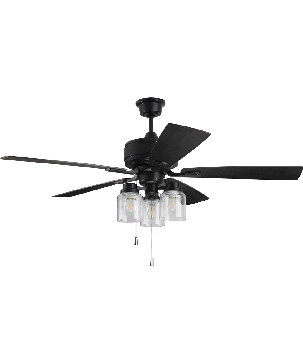 52" Kate 3-Light Ceiling Fan (Blades Included) Flat Black