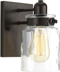 Calhoun 1-Light Clear Glass Farmhouse Bath Vanity Light Antique Bronze
