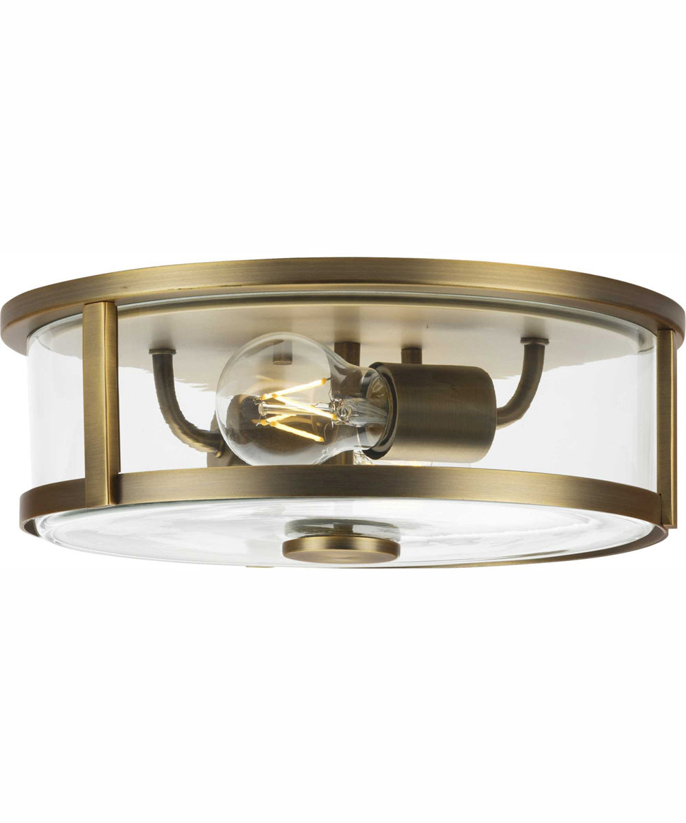 Gilliam 12-5/8 in. 2-Light New Traditional Flush Mount Vintage Brass