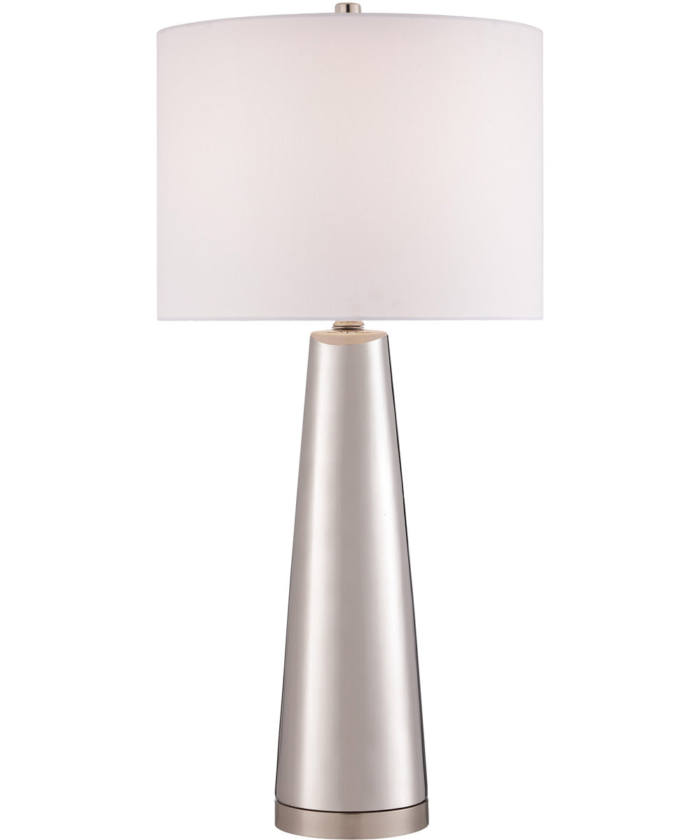 Tyrone 1-Light Table Lamp Silver Ceramichrome/ White Fabric Shade