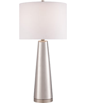 Tyrone 1-Light Table Lamp Silver Ceramichrome/ White Fabric Shade