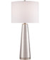 Tyrone 1-Light Table Lamp Silver Ceramichrome/ White Fabric Shade