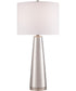 Tyrone 1-Light Table Lamp Silver Ceramichrome/ White Fabric Shade