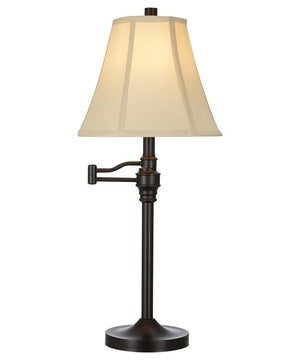 Catalina 27"H 1-Light Swing Arm Table Lamp Bronze Finish with Beige Faux Silk Bell Shade