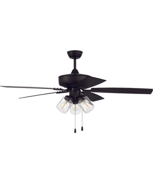 52" Outdoor Pro Plus 104 Clear 3-Light Indoor/Outdoor Ceiling Fan Flat Black