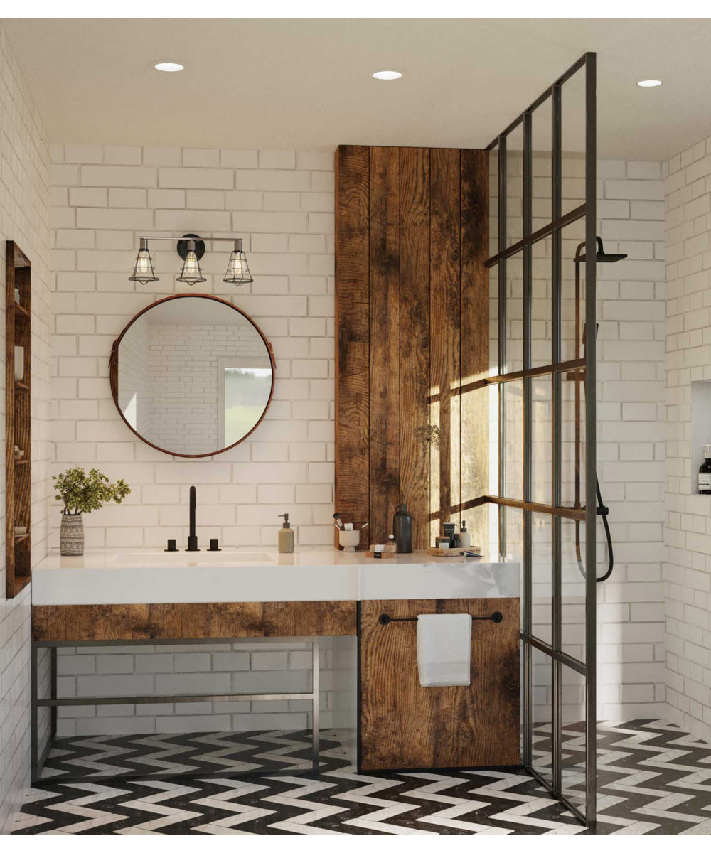 Gauge 3-Light Farmhouse Bath Vanity Light Graphite