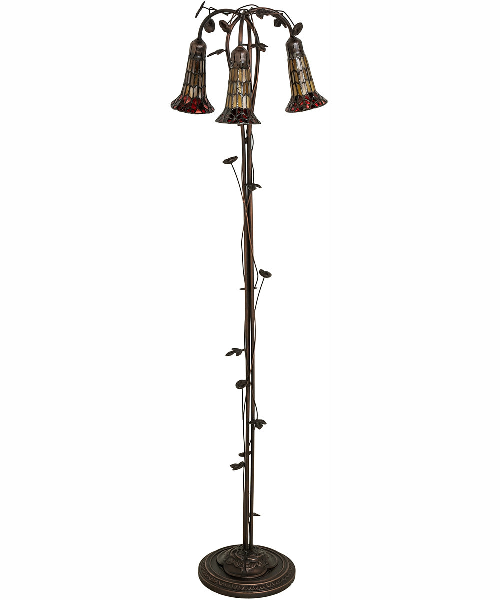 58" High Stained Glass Pond Lily 3 Light Floor Lamp
