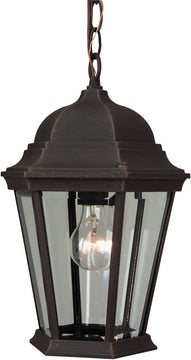 10"W Straight Glass 1-Light Outdoor Pendant Rust