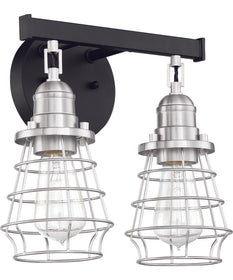 Thatcher 2-Light Bath Vanity Light Flat Black/Brushed Polished Nickel