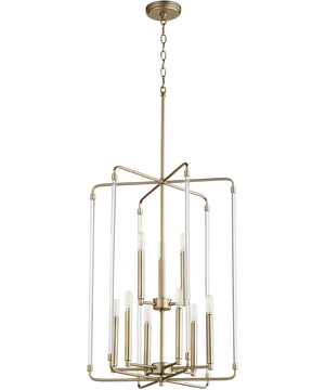 20"W Optic 9-light Entry Foyer Hall Chandelier Aged Brass