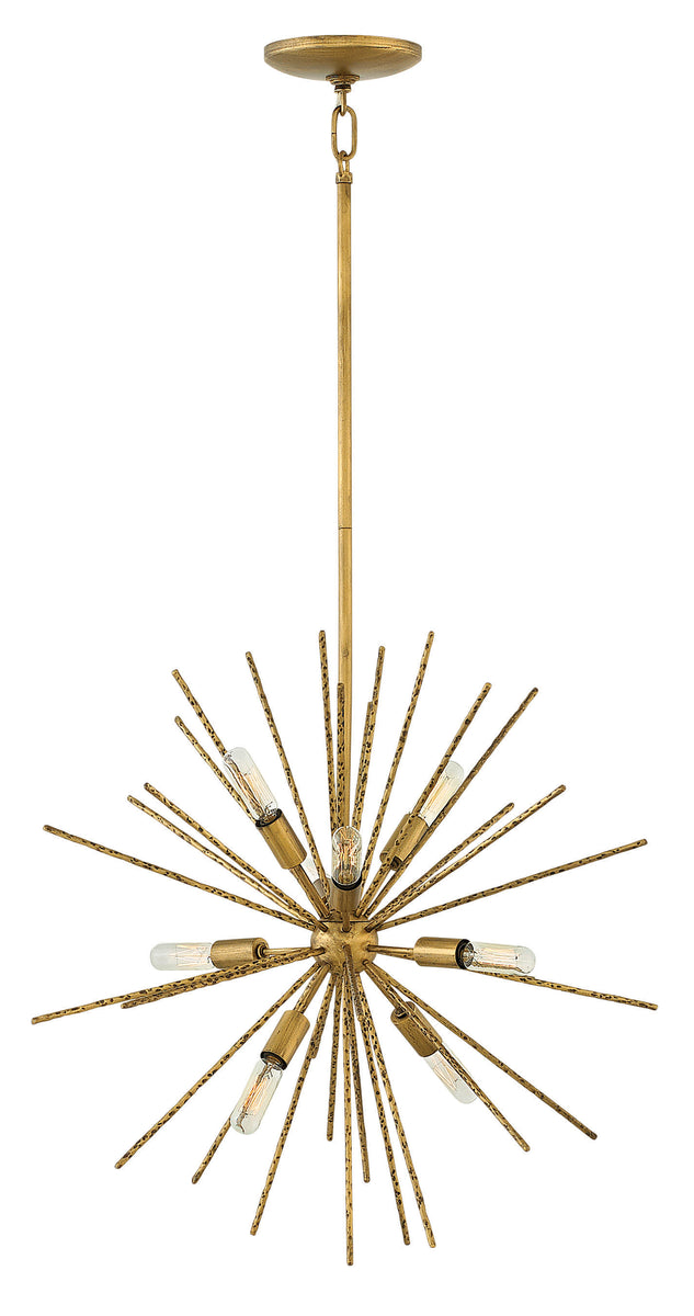 22"W Tryst 8-Light Stem Hung Pendant in Burnished Gold
