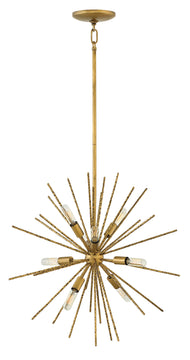 22"W Tryst 8-Light Stem Hung Pendant in Burnished Gold