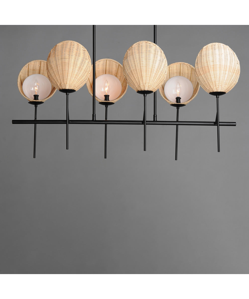 Maldives 6-Light Linear Chandelier Black