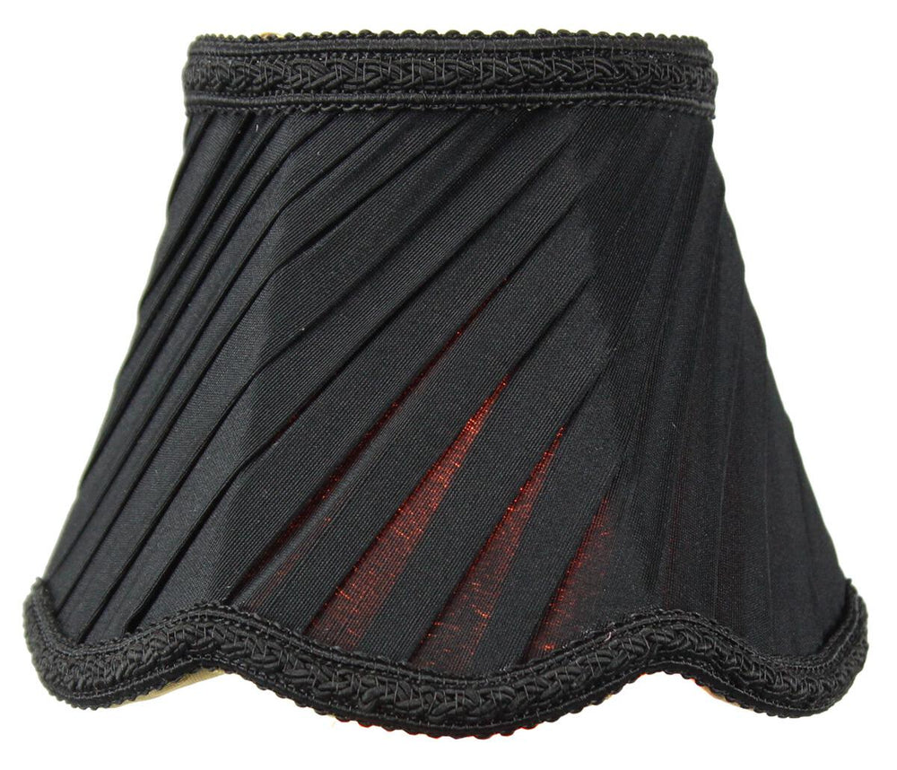 5"W x 4"H Pleated Scallop Clip-on Candelabra Lampshade Black Fabric