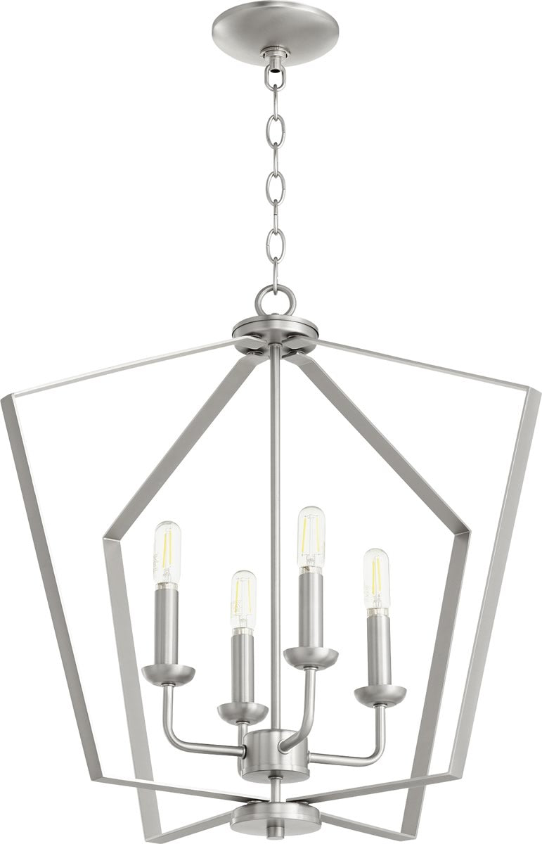 23"W 4-light Entry Foyer Hall Chandelier Satin Nickel