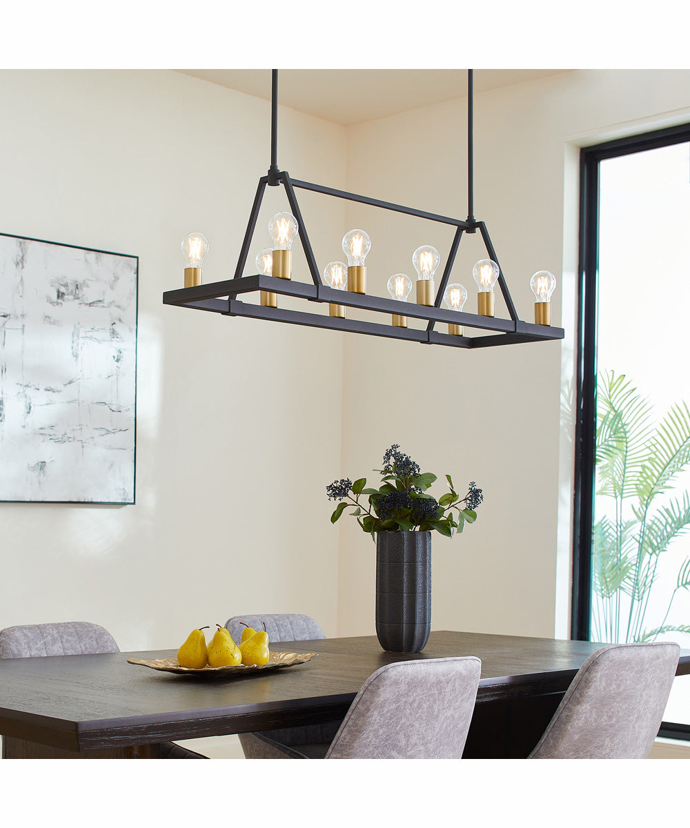 Paxton 10-light Chandelier Textured Black w/ Aged Brass