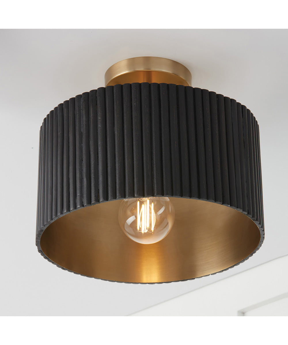 Donovan 1-Light Semi-Flush Black Stain and Matte Brass