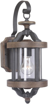 17"H Ashwood 1-Light Outdoor Wall Light Textured Black/Whiskey Barrel