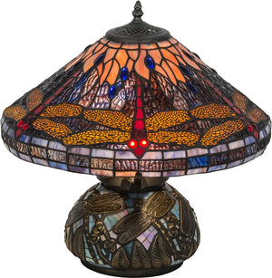 16"H Tiffany Hanginghead Dragonfly Cone Table Lamp
