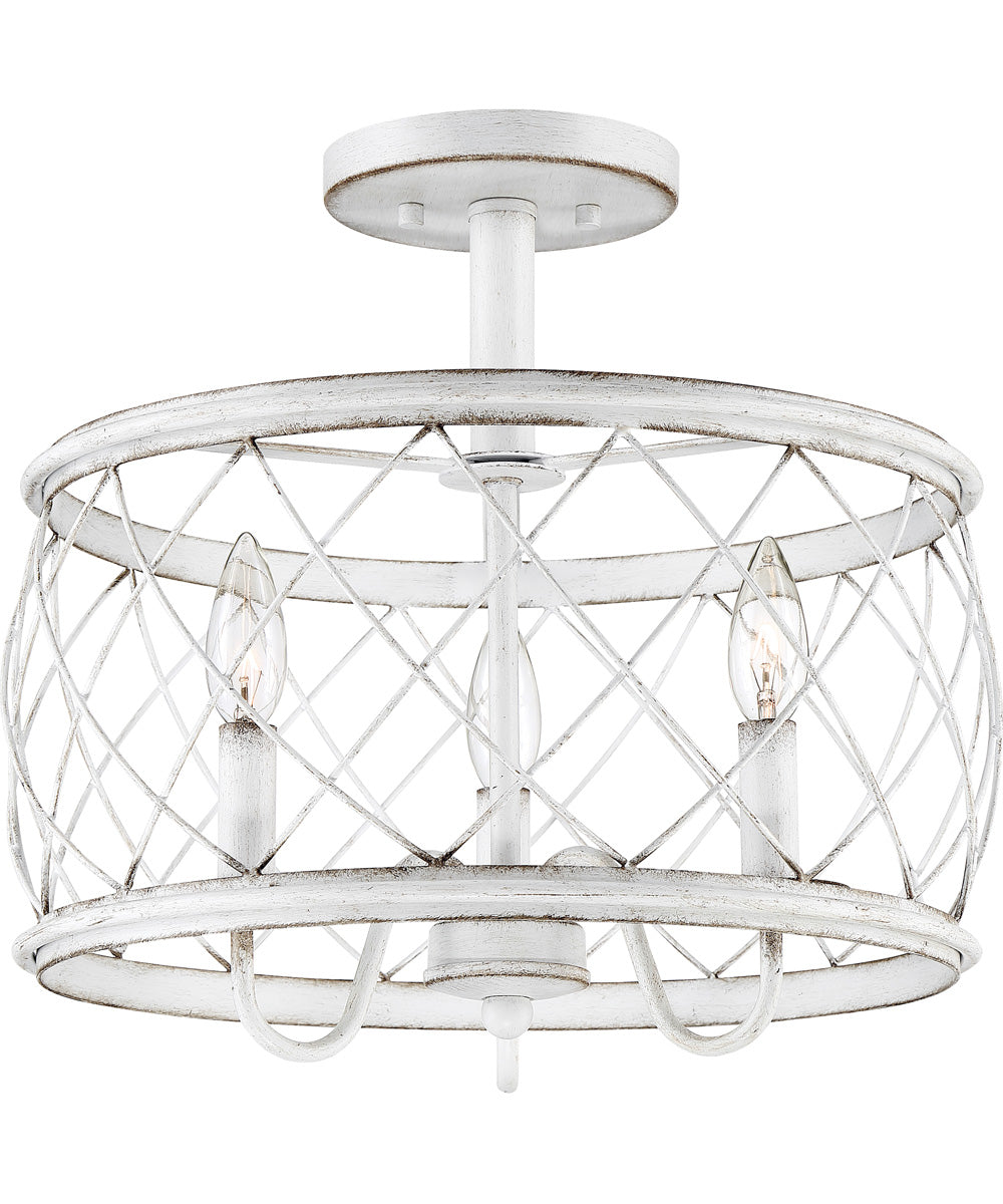 Dury Medium 3-light Semi Flush Mount Antique White