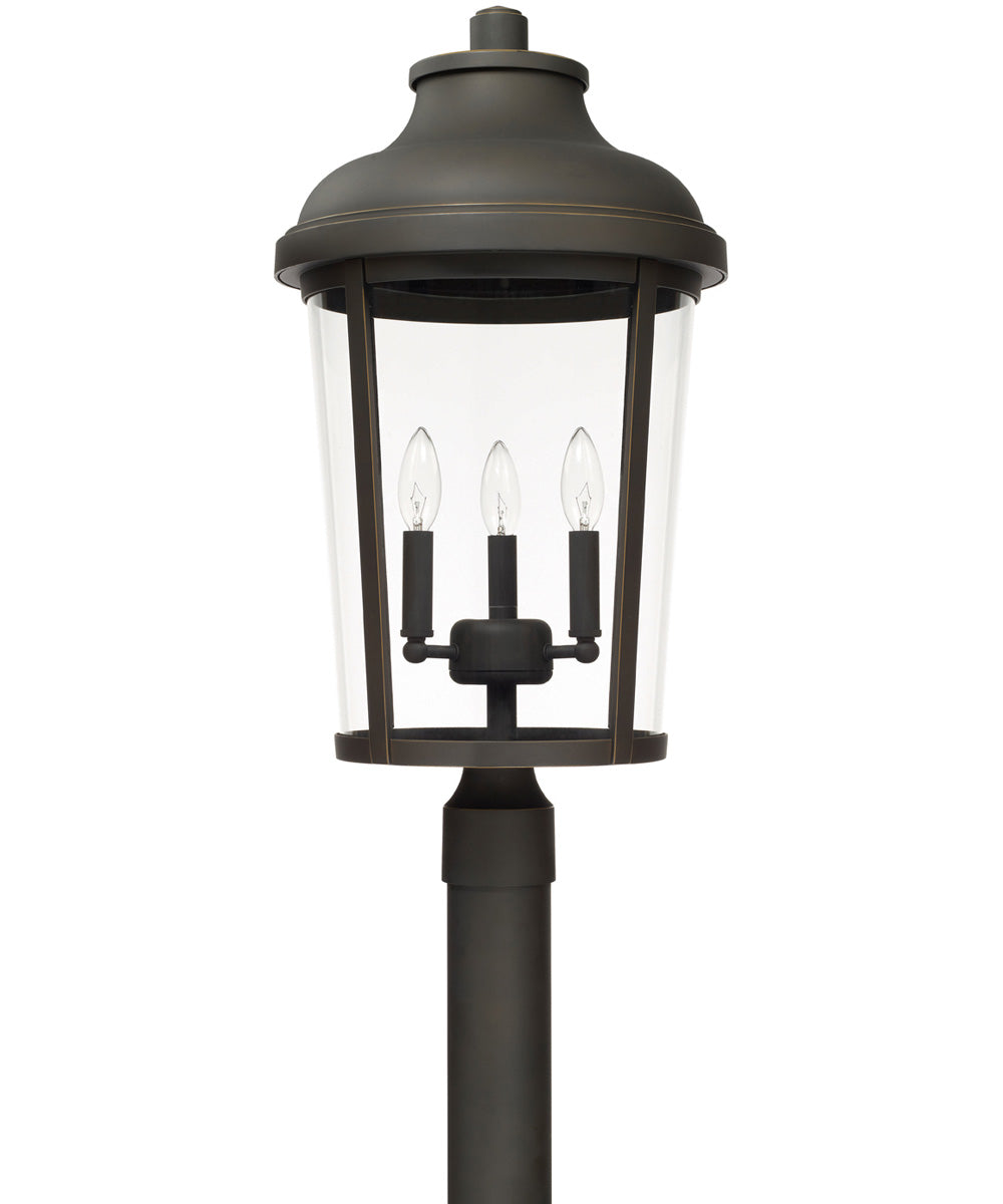 Dunbar 3-Light Outdoor Post Mount Rain or Shine - Oiled Bronze with Clear Glass