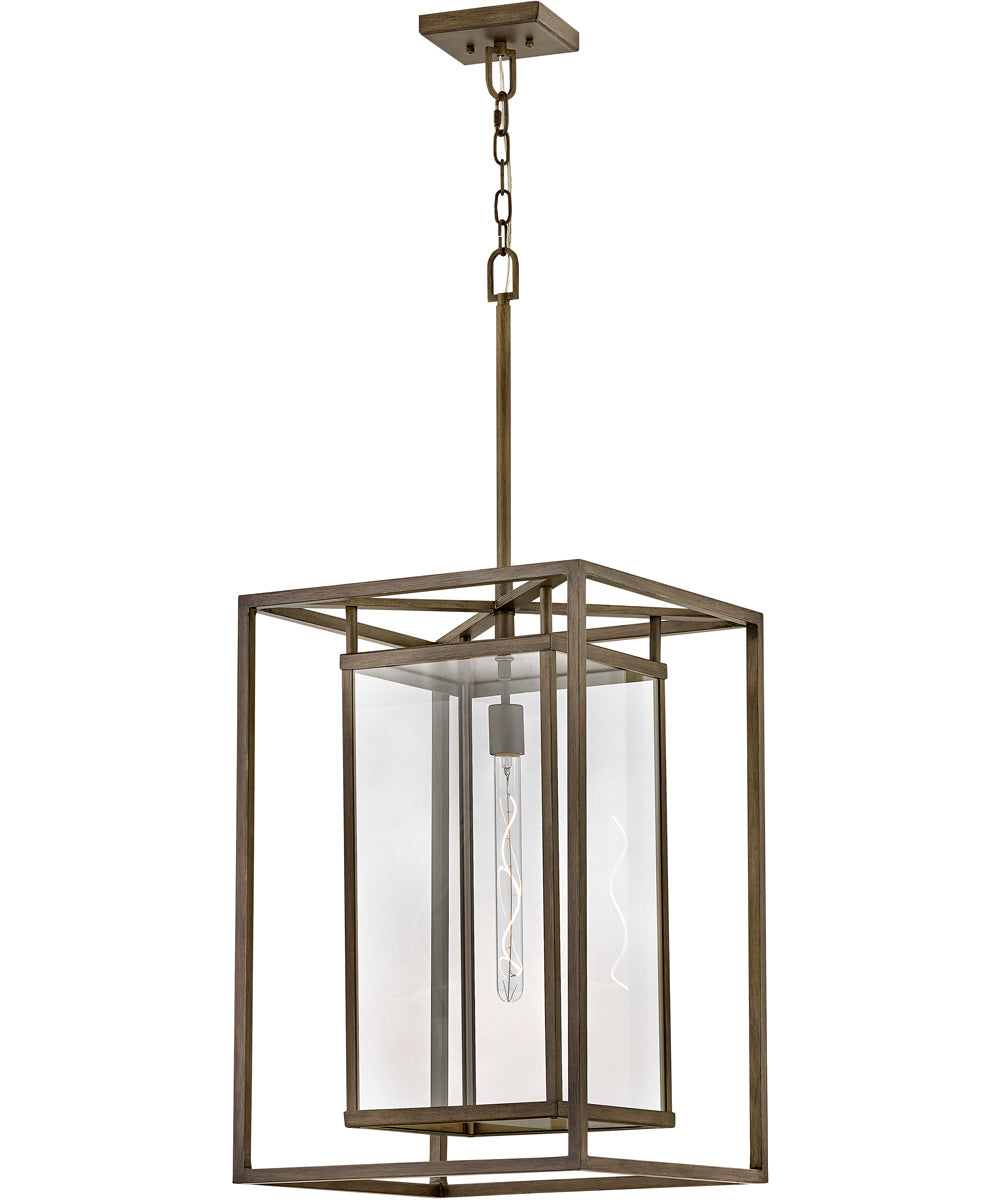 Max 1-Light LED Large Hanging Lantern in Burnished Bronze