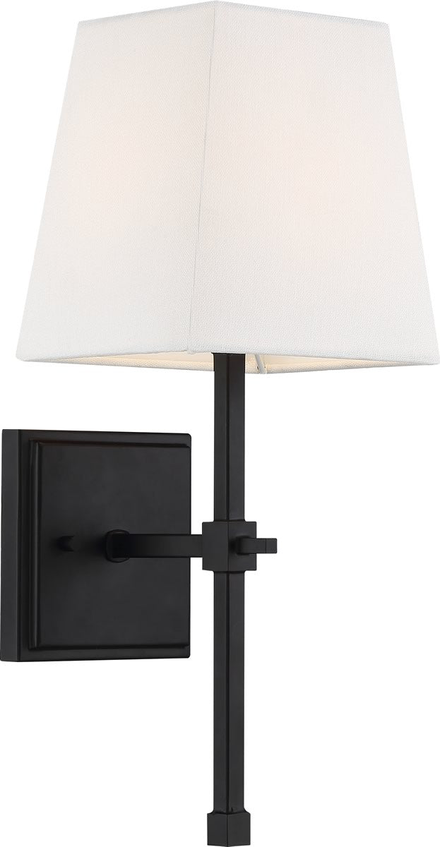 6"W Highline 1-Light Vanity & Wall Aged Bronze / White Fabric