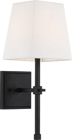 6"W Highline 1-Light Vanity & Wall Aged Bronze / White Fabric