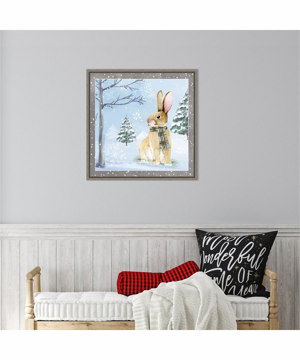 Framed Snow Bunny by Art Nd Canvas Wall Art Print (22  W x 22  H), Sylvie Greywash Frame
