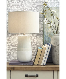 26"H Shavon Ceramic Table Lamp (1/CN) Beige/White