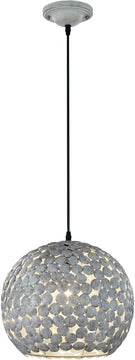 13"W Frieda 1-Light  Pendant Antique Grey