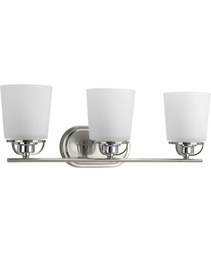West Village 3-Light Etched Double Prismatic Glass Farmhouse Bath Vanity Light Brushed Nickel