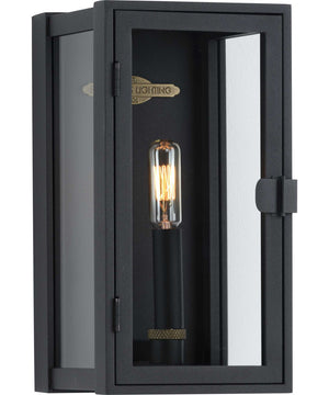 Stature 1-Light Clear Glass Transitional Style Small Outdoor Wall Lantern Textured Black