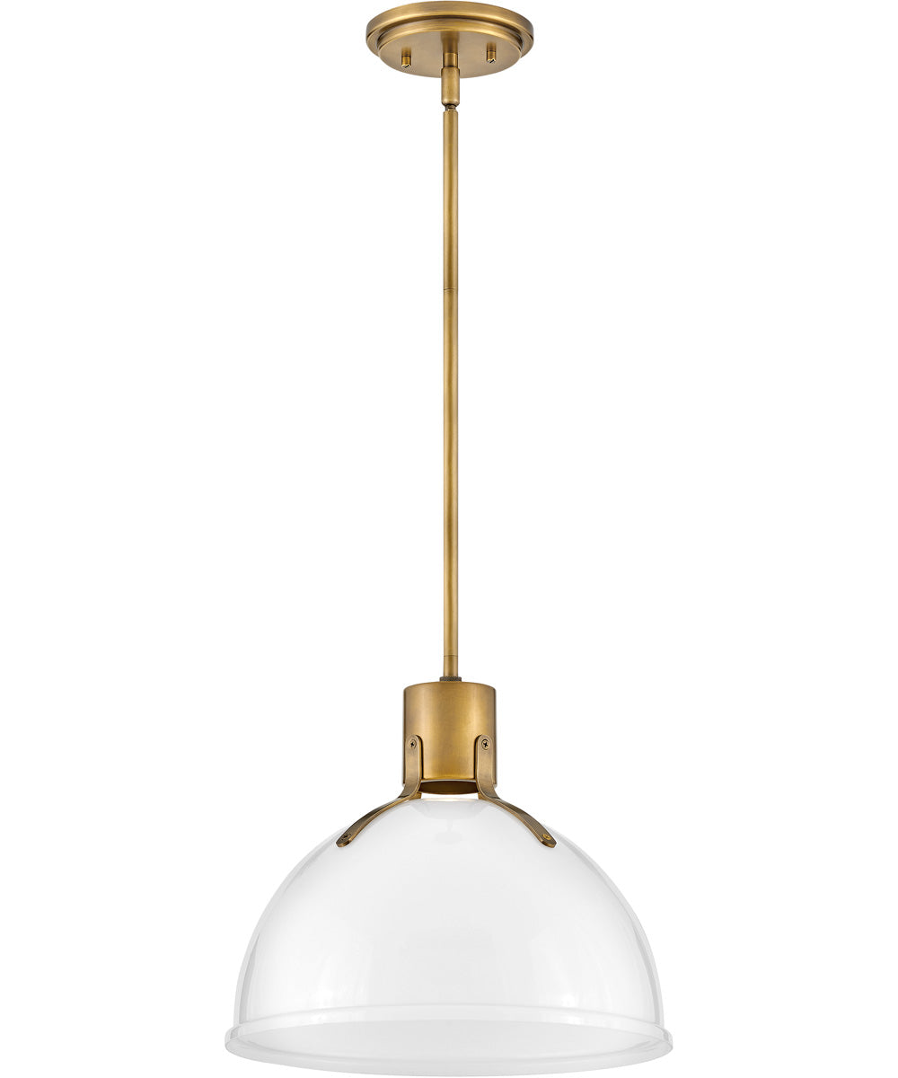 Argo 1-Light Small Pendant in Heritage Brass with Cased Opal Glass