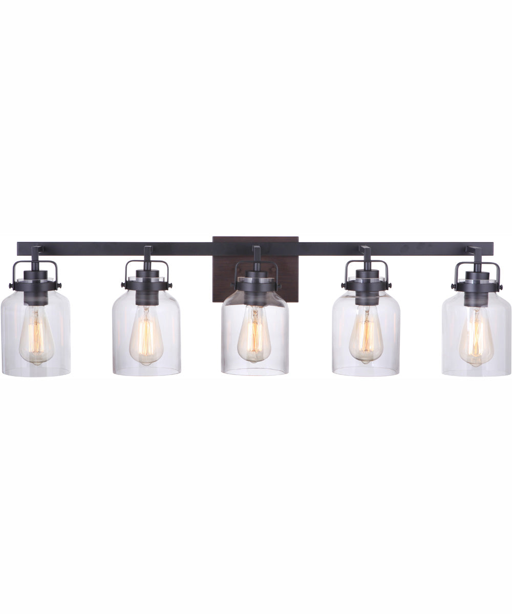 Foxwood 5-Light Vanity Flat Black/Dark Teak