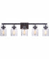 Foxwood 5-Light Vanity Flat Black/Dark Teak