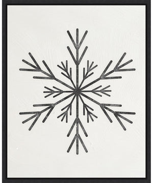 Framed Modern Snowflake by Nina Blue Canvas Wall Art Print (23  W x 28  H), Sylvie Black Frame