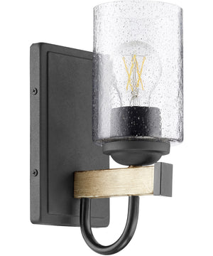 1-light Wall Mount Light Fixture Textured Black w/ Driftwood finish