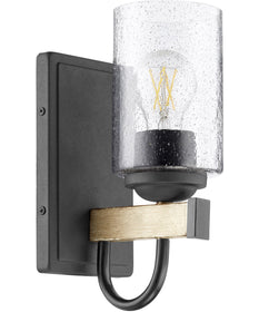 1-light Wall Mount Light Fixture Textured Black w/ Driftwood finish