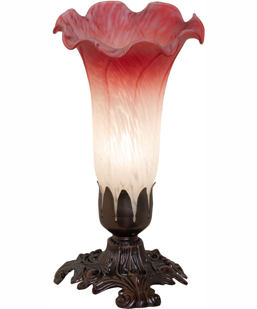 8" High Pink/White Tiffany Pond Lily Victorian Accent Lamp
